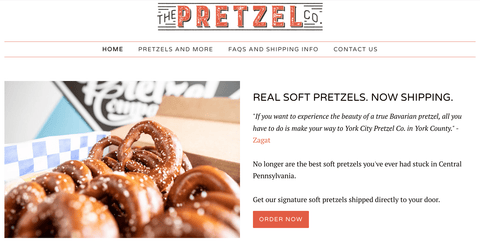 thepretzelcompany.com website in June 2020